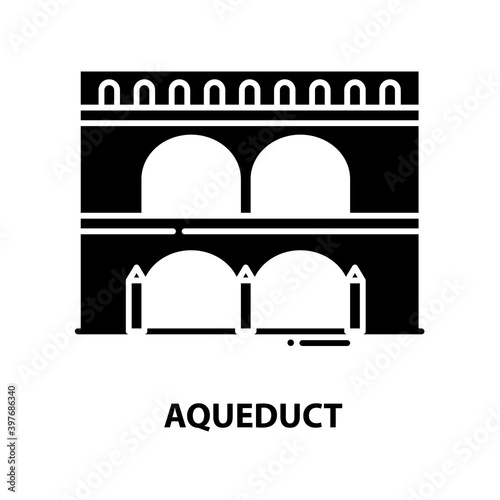 aqueduct icon, black vector sign with editable strokes, concept illustration