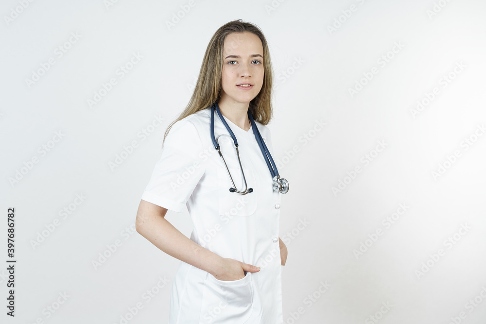 Medicine and health concept. Portrait of a doctor who has a stethoscope. Medicine and health concept. Portrait of a doctor who has a stethoscope.