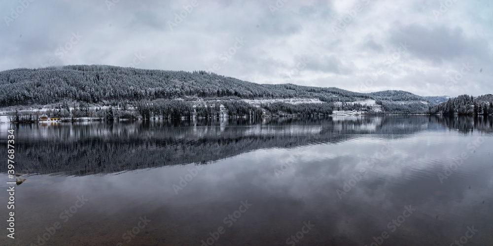Fototapeta premium Schwarzwälder Titisee Wahrzeichen Winter