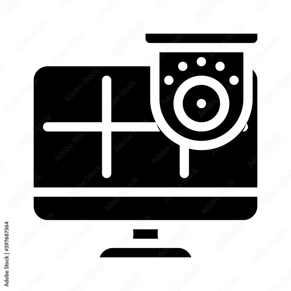 cctv security camera system glyph icon vector illustration