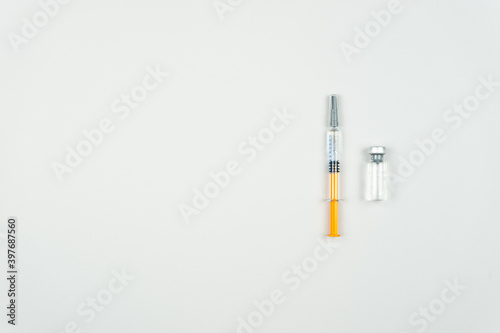 Vaccine preparation with syringe and medicine