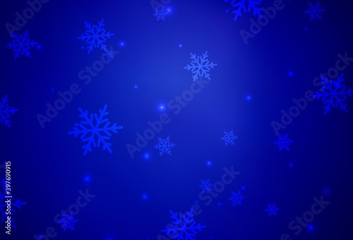 Dark BLUE vector pattern in Christmas style.
