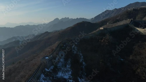Aerial photography of the ancient Great Wall of China
