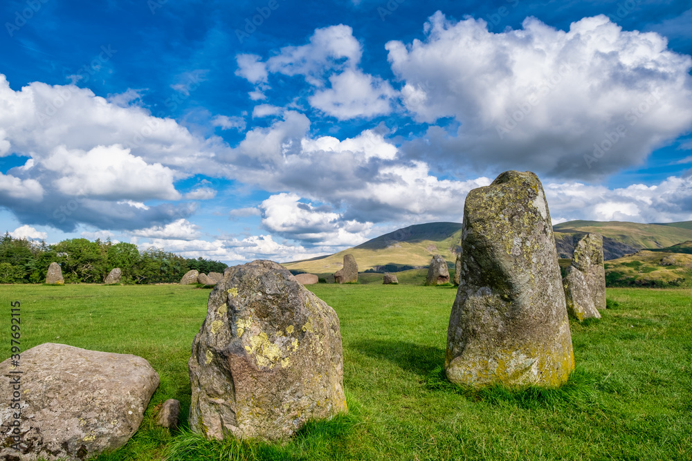 The ancient Castlerigg stone circle near Keswick at the Lake District in England
