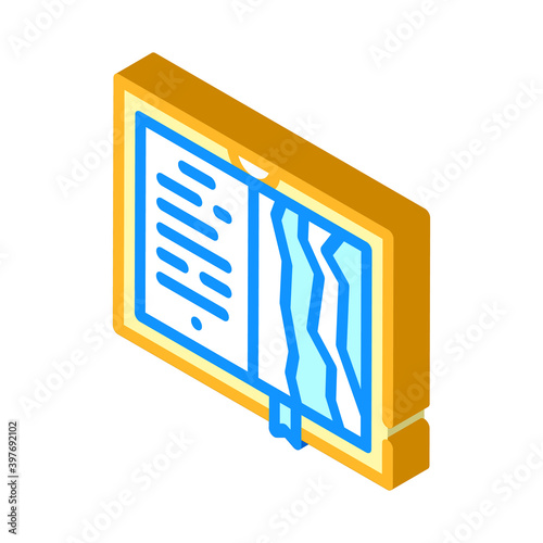torn pages book isometric icon vector illustration
