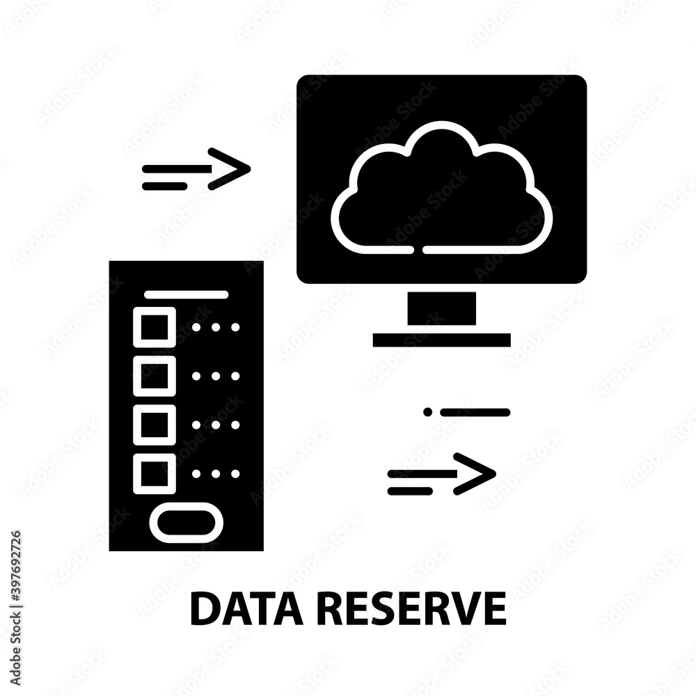data reserve icon, black vector sign with editable strokes, concept illustration data reserve icon, black vector sign with editable strokes, concept illustration