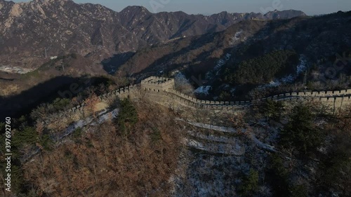 Aerial photography of the ancient Great Wall of China