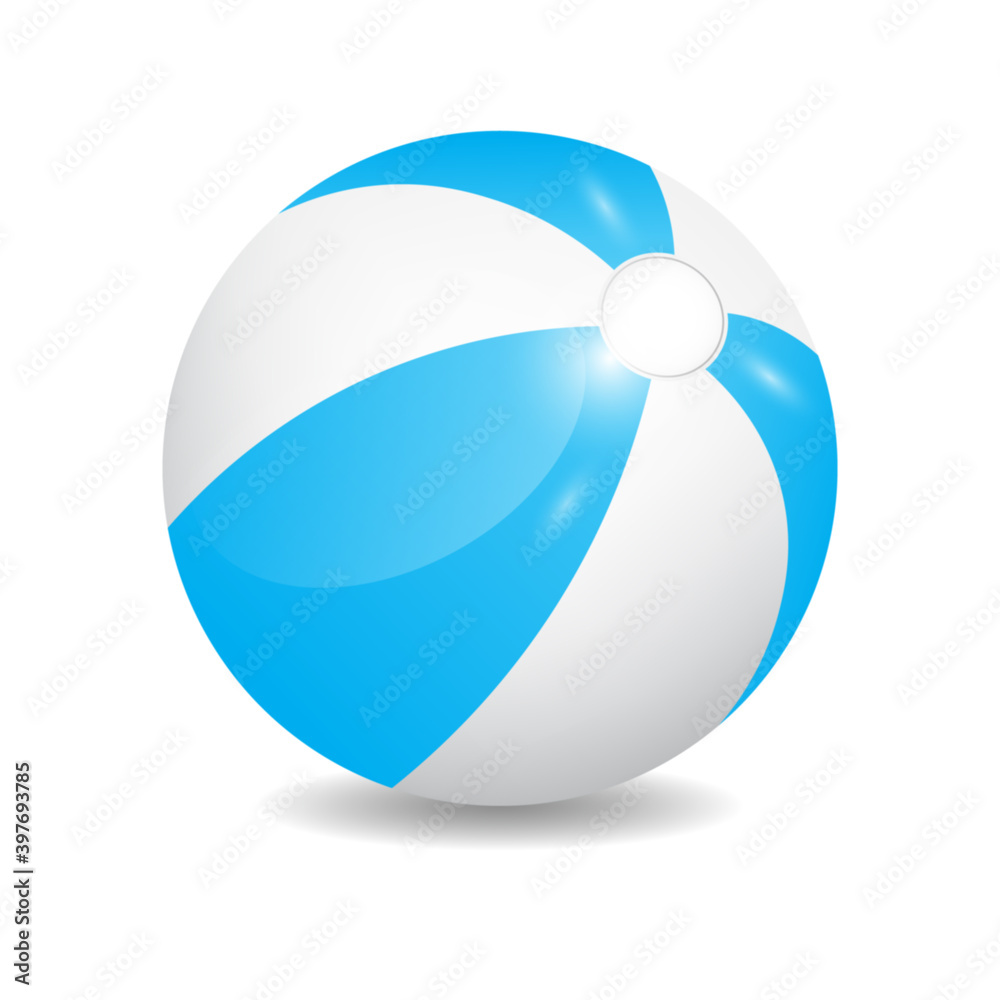 Blue and white beach ball, vector illustration. Blue and white beach ball, vector illustration.