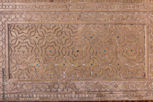Detal of a wall of the Kalyan Mosque in Bukhara, Uzbekistan