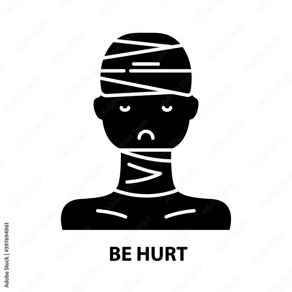 be hurt icon, black vector sign with editable strokes, concept illustration be hurt icon, black vector sign with editable strokes, concept illustration
