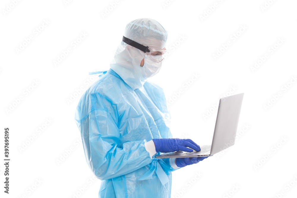 conference with coworkers. coronavirus outbreak and covid epidemic. stay at home. distance doctor help. epidemiologist in protection working from home at computer during self-isolation and quarantine conference with coworkers. coronavirus outbreak and covid epidemic. stay at home. distance doctor help. epidemiologist in protection working from home at computer during self-isolation and quarantine