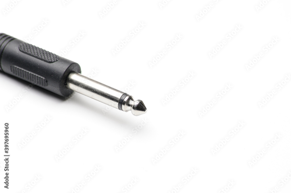 Audio cable with XLR and TRS jack connectors for microphones and professional audio equipment on a white background Audio cable with XLR and TRS jack connectors for microphones and professional audio equipment on a white background