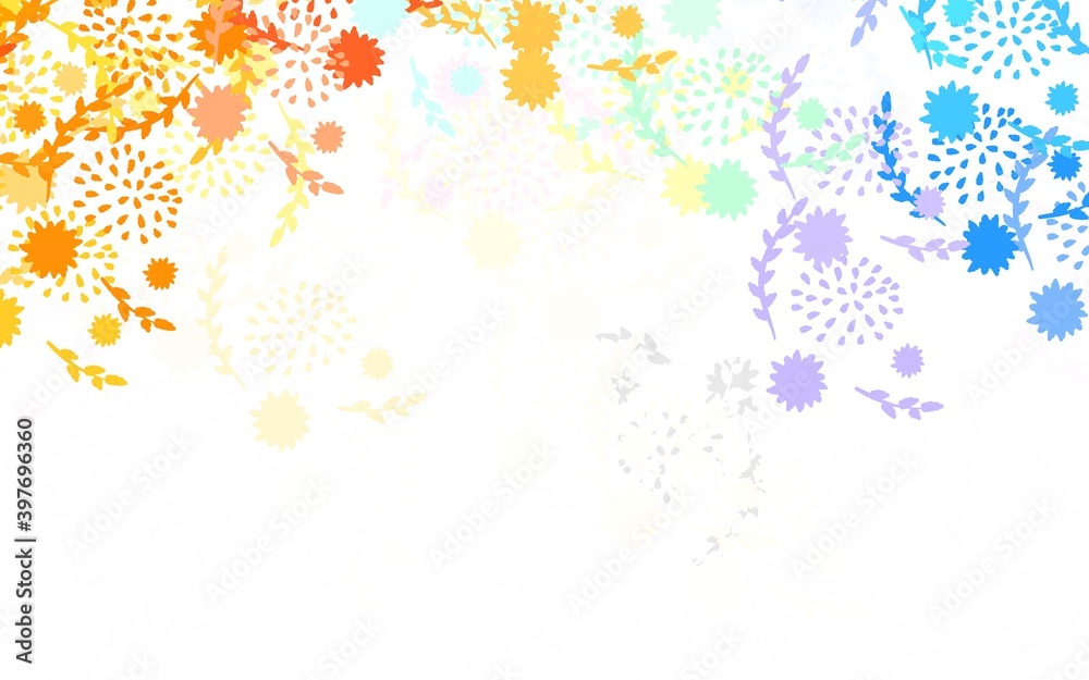 Light Blue, Yellow vector doodle texture with flowers, roses. Light Blue, Yellow vector doodle texture with flowers, roses.