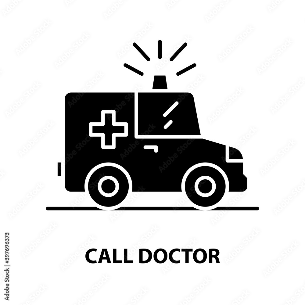 call doctor icon, black vector sign with editable strokes, concept illustration