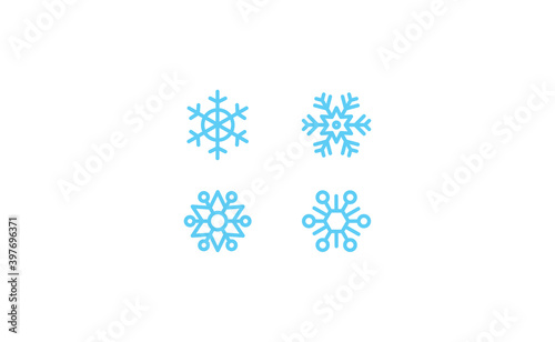 Snowflake icons. Set of snow flake linear symbols. Christmas winter time.