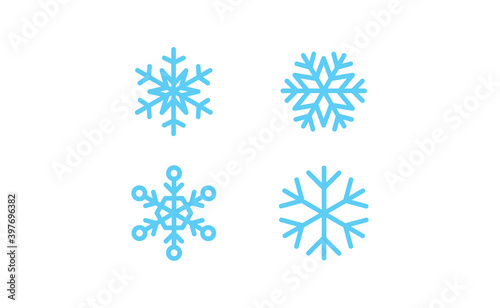 Snowflake icons. Set of snow flake linear symbols. Christmas winter time.