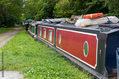 Waterway to Pontcysyllte Aqueduct, carries the Llangollen Canal across the River Dee in the Vale of Llangollen Wales. UK . Today mainly used for recreational purpose. photo