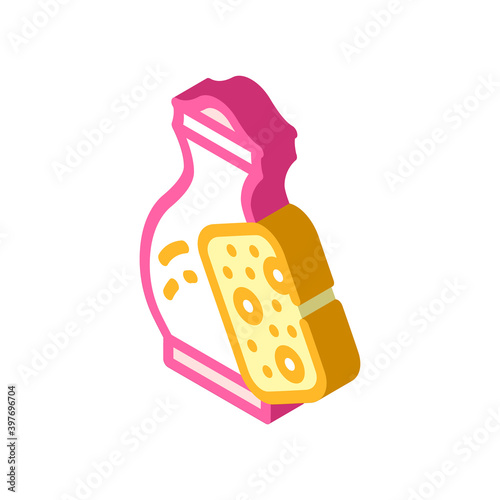 pot grinding isometric icon vector illustration color