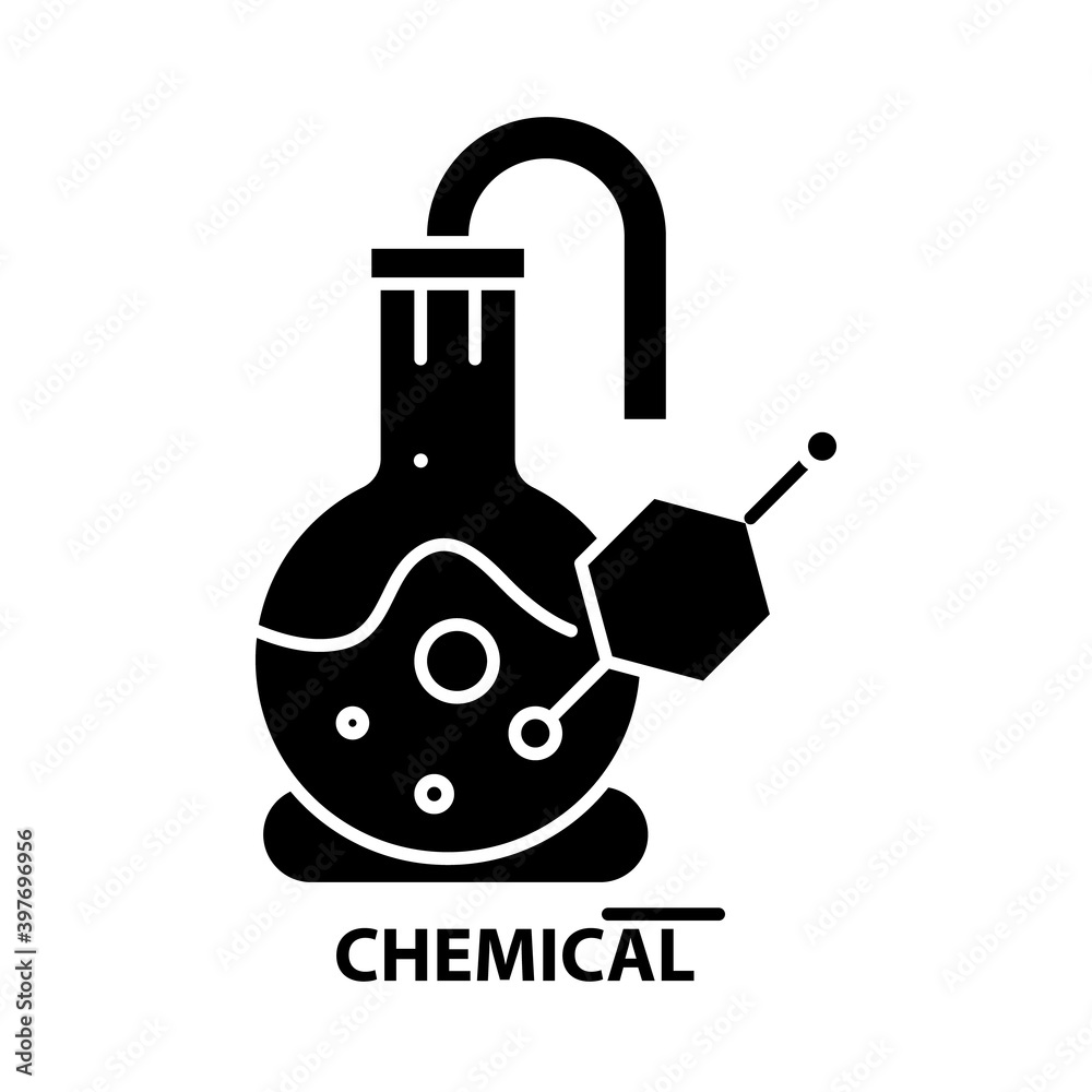 chemical icon, black vector sign with editable strokes, concept illustration chemical icon, black vector sign with editable strokes, concept illustration