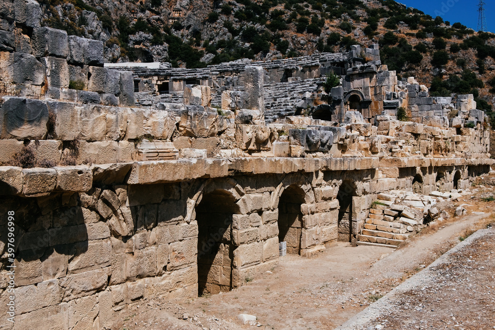 Φωτογραφία Ancient ruins of the Greek-Roman amphitheater at the ancient city of Myra in Dem