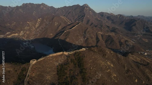 Aerial photography of the ancient Great Wall of China
