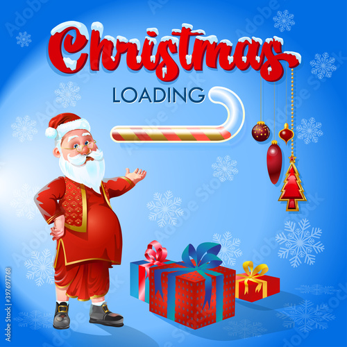 Christmas Loading greetings with Indian Costume Santa