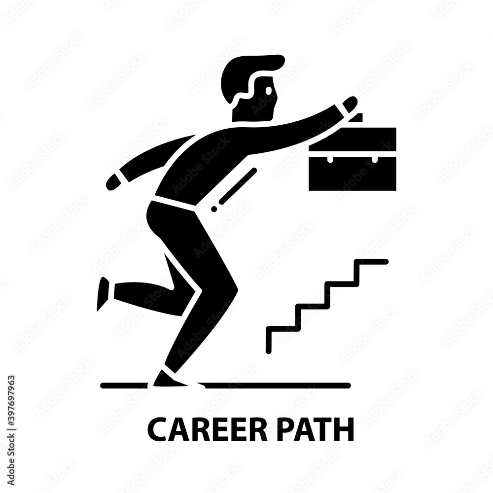 career path icon, black vector sign with editable strokes, concept illustration career path icon, black vector sign with editable strokes, concept illustration