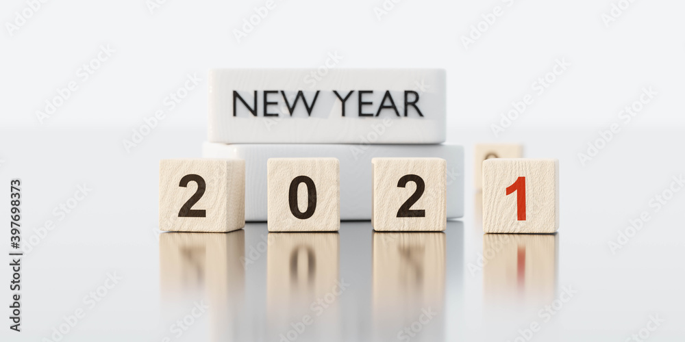 2021 happy new year celebration concept numbers on wooden cubes on bright neutral office background 3d render illustration 2021 happy new year celebration concept numbers on wooden cubes on bright neutral office background 3d render illustration