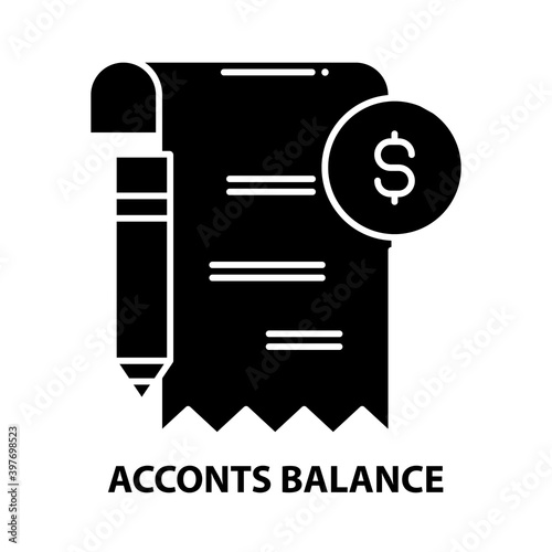 acconts balance icon, black vector sign with editable strokes, concept illustration