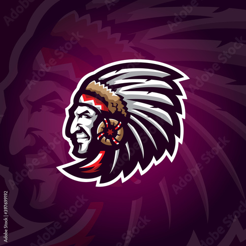 tribe logo design vector with concept style for badge, emblem and tshirt printing. indian tribe illustration.
