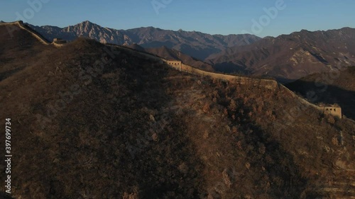 Aerial photography of the ancient Great Wall of China