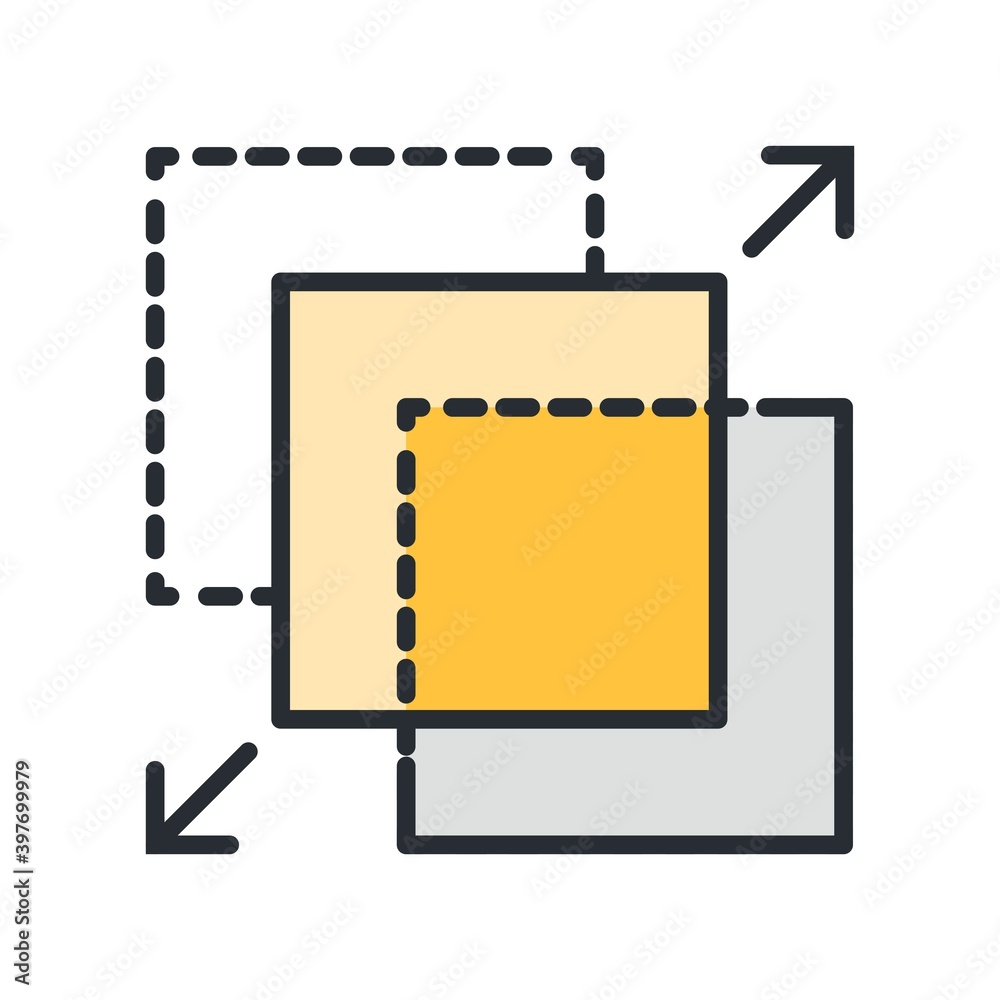Square framed layers flat icon. Graphic design sign. Square framed layers flat icon. Graphic design sign.
