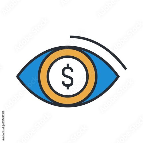 Financial vision icon in flat design style. Vector illustration.