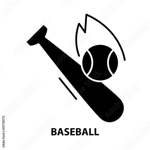 baseball icon, black vector sign with editable strokes, concept illustration