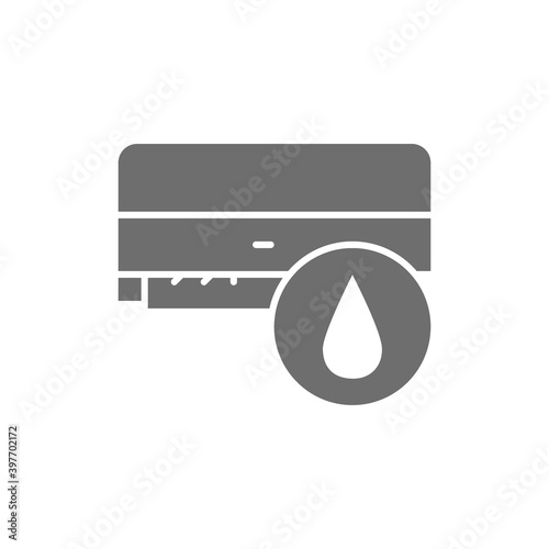 Air conditioner washing, air humidification grey icon.