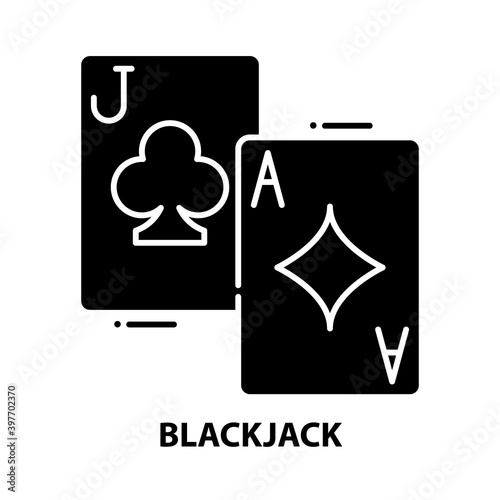 blackjack icon, black vector sign with editable strokes, concept illustration