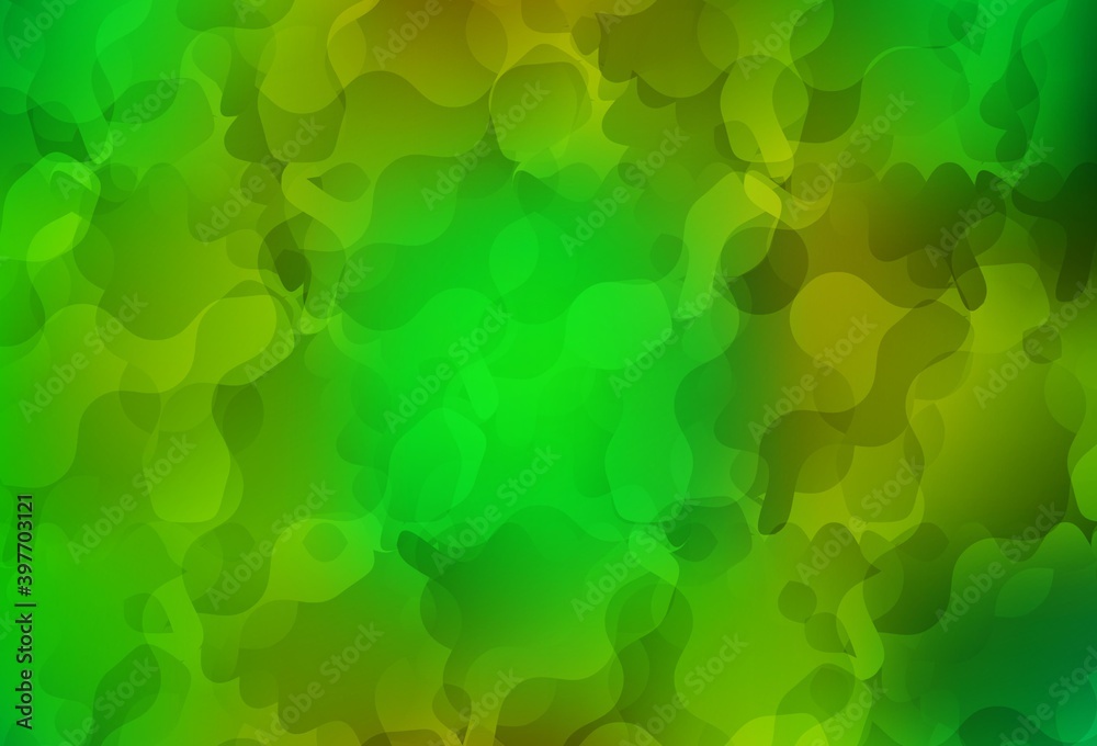 Light Green, Yellow vector texture with abstract forms. Light Green, Yellow vector texture with abstract forms.