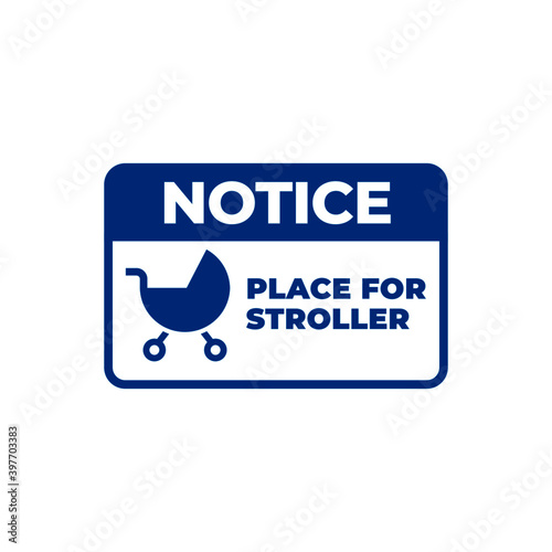 Parking sign for baby stroller. Pram parking sign. Place for strollers. Vector illustration.
