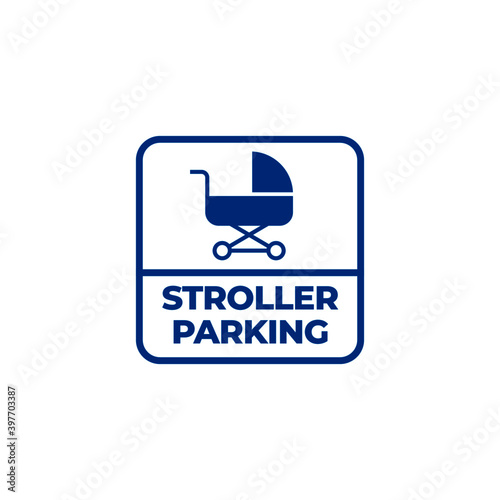 Parking sign for baby stroller. Pram parking sign. Place for strollers. Vector illustration.