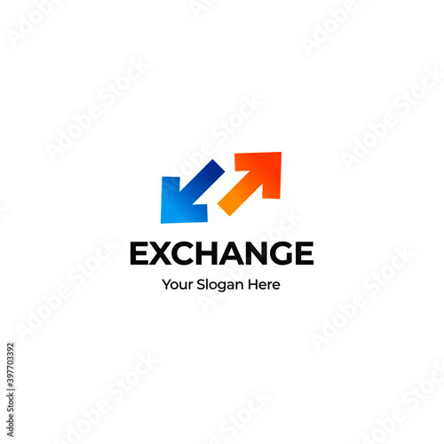 Exchange logo for business company. Simple Exchange logotype idea design. Corporate identity concept. 