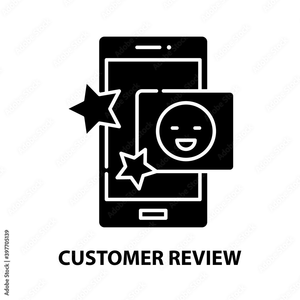 customer review icon, black vector sign with editable strokes, concept illustration customer review icon, black vector sign with editable strokes, concept illustration