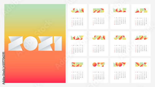 2021 calendar design template week starts on Sunday