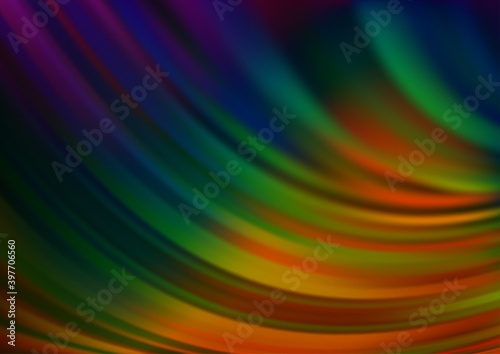 Dark Multicolor  Rainbow vector background with curved circles.
