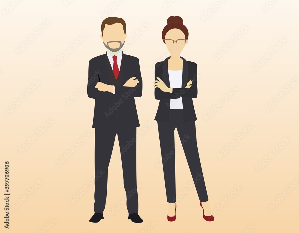 Vector of couple in company's business suit Vector of couple in company's business suit