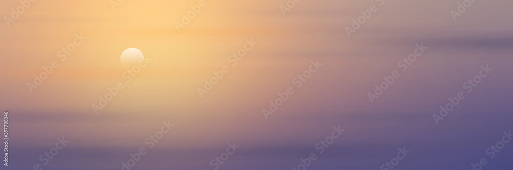 Panoramic view of the sunset sky, the sun is setting