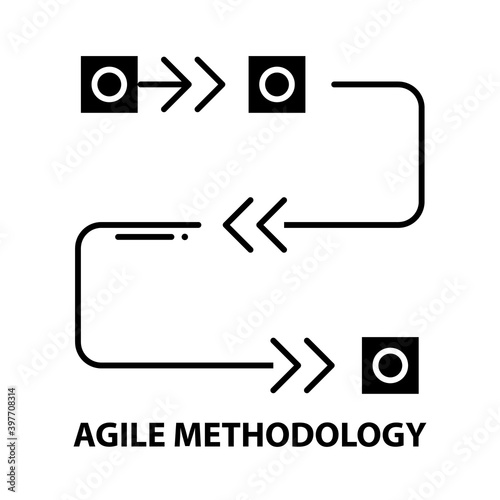 agile methodology icon, black vector sign with editable strokes, concept illustration