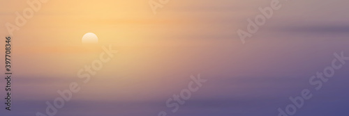 Panoramic view of the sunset sky, the sun is setting