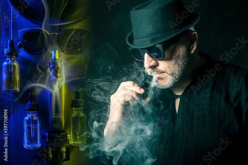 Vaper on a dark background....