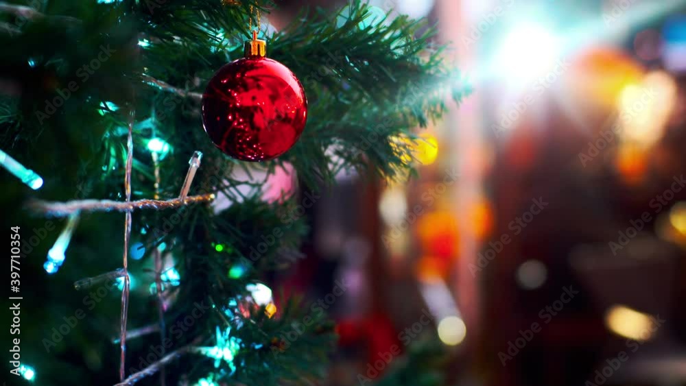 Luxury red ornament ball decorate on christmas tree branch vintage tone Xmas and happy new year Luxury red ornament ball decorate on christmas tree branch vintage tone Xmas and happy new year