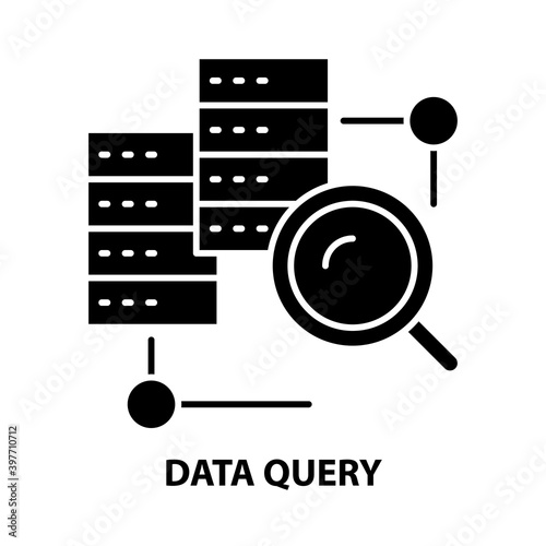 data query icon, black vector sign with editable strokes, concept illustration